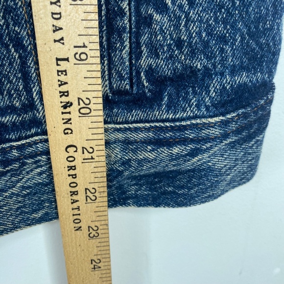 Vintage 90s Lee Denim Vest 18 Acid Wash USA Cut off Western Trucker Retro Grunge - Picture 6 of 8